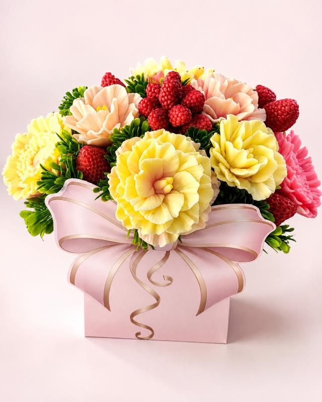 Soap Flower Bouquet with Raspberries - Soap Style