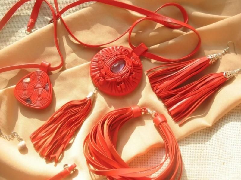 Jewelry set. - Украшения . КОЖА НАТУРАЛЬНАЯ.