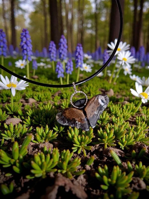 Butterfly Choker Pendant - Украшения из кожи и камня