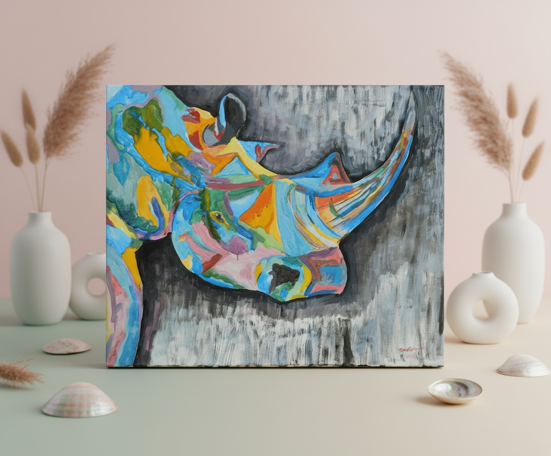 Rhinoceros; 60x50 - Magic World from Max Segal