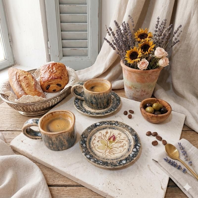 «Aura Coffee» Coffee Pair: Espresso Cup and Saucer. - Аrt&Ceramica"FishKA"