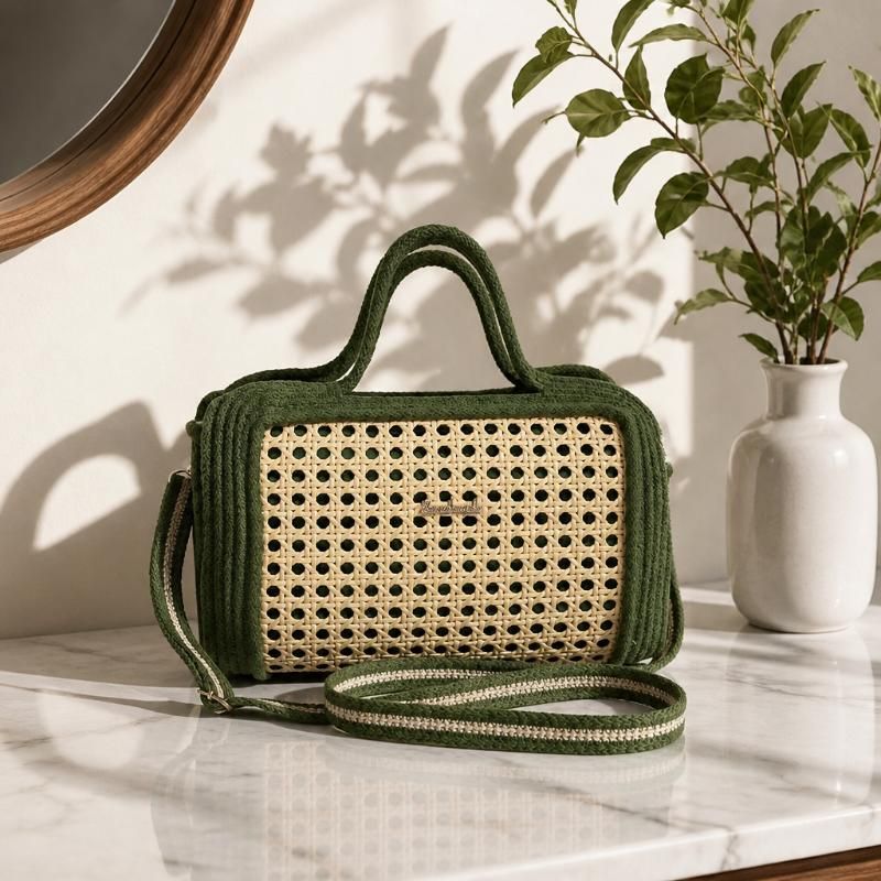 Avocado + Rattan -  "Mishol" Handmabe. 