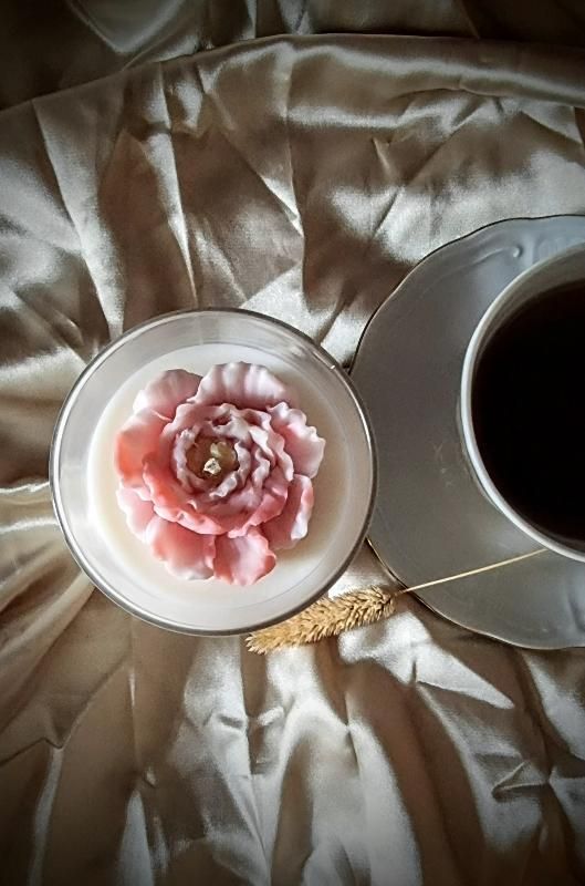 Aromatic soy wax candle with a "Mysterious Flower" print. - NightSunCreations