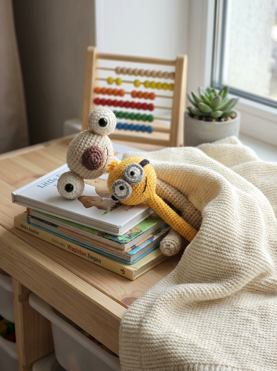 Knitted Hug Bookmark for Books and Backpacks 'Favorite Characters' Handmade - Knitted joi Israel