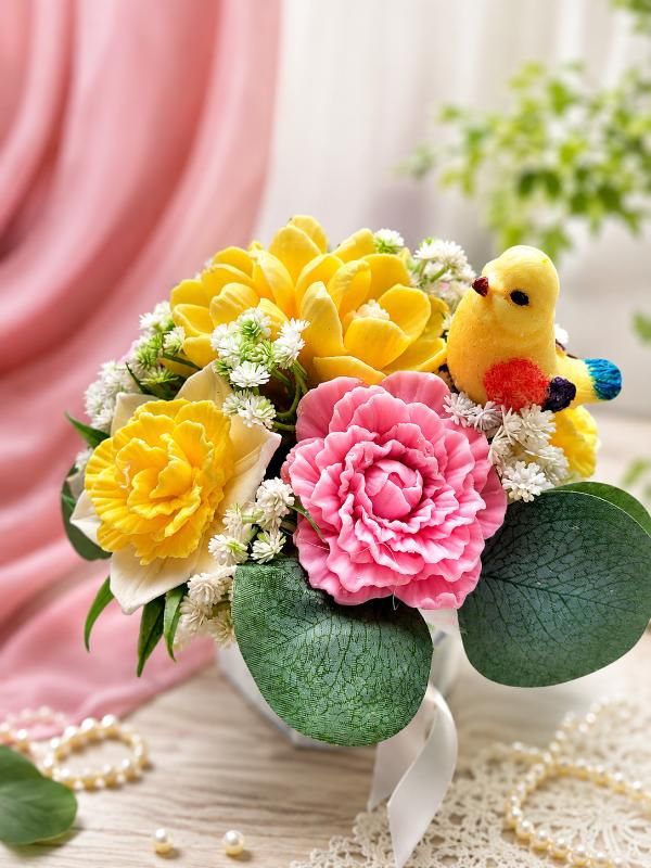 Soap Bouquet with a Bird - soap.flowers