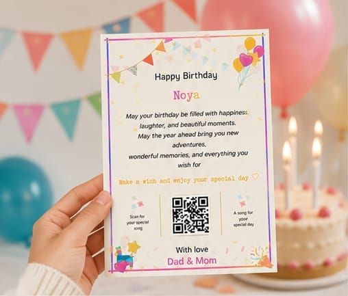 Personalized Birthday Greeting Card with Special QR Code | GIFTOOME - GIFTOOME