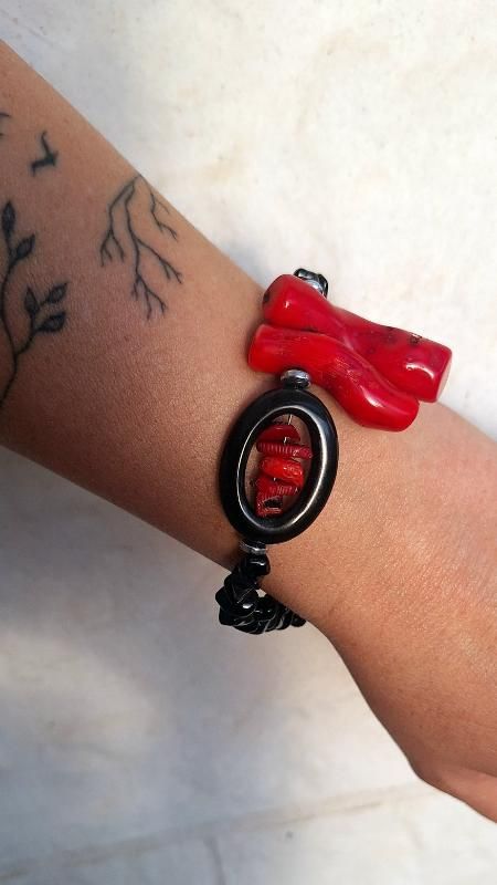 Onyx and Coral Bracelet - VOLKova boutique