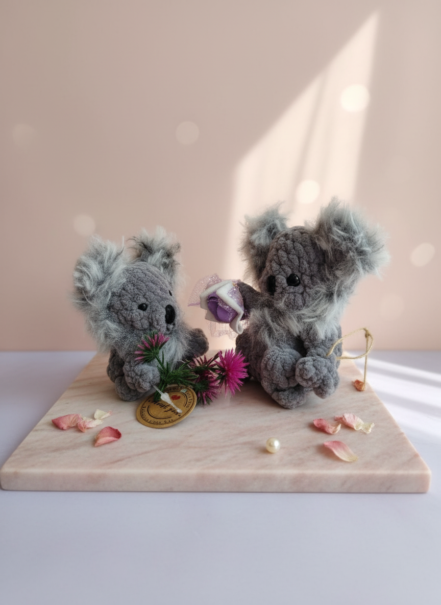 Pair of koalas mother and baby 9 cm and 7.5 cm - עולם של פלאים קטנים/Stories by hand