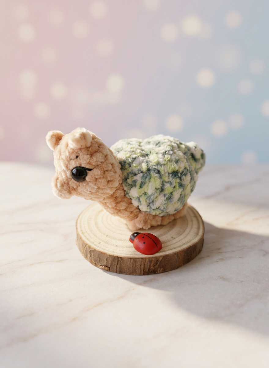 Small Snail 9 cm on a Wooden Stand - עולם של פלאים קטנים/Stories by hand