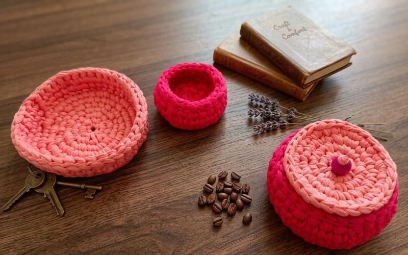 Set of 3 knitted mini baskets - JAZZMAFFIN