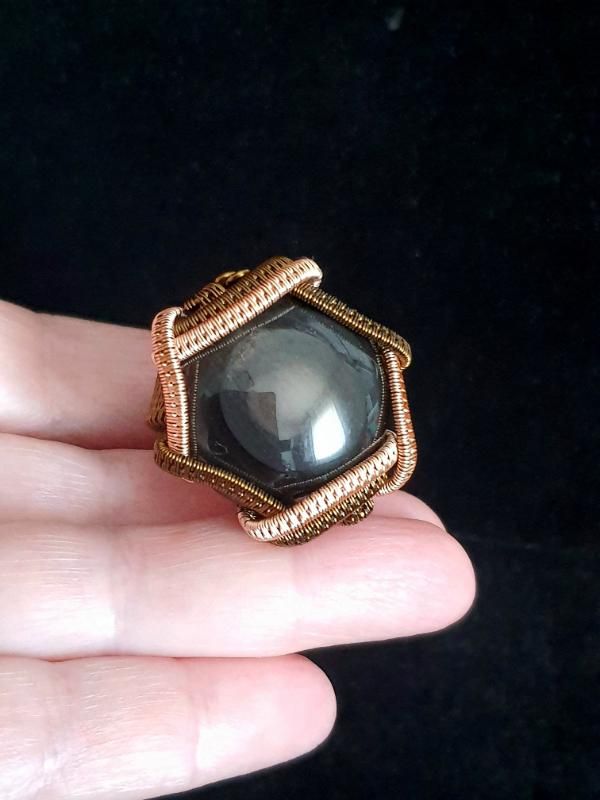 Golden Obsidian Ring - HarmonyGalArt