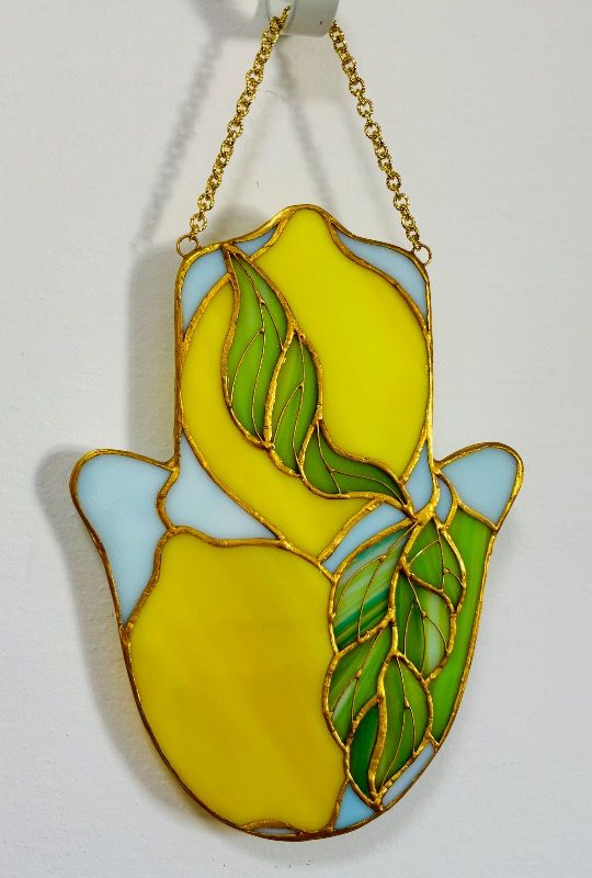 Decorative Hamsa "Lemon" (Stained Glass) - Glass Art Golaido