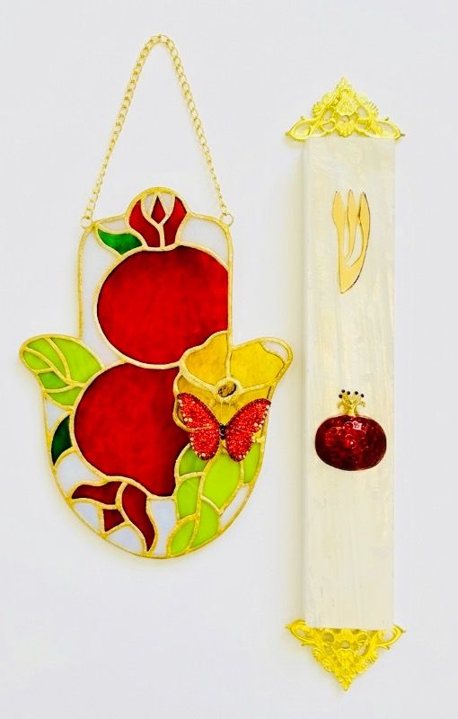 Mezuzah Case and Hamsa - Glass Art Golaido