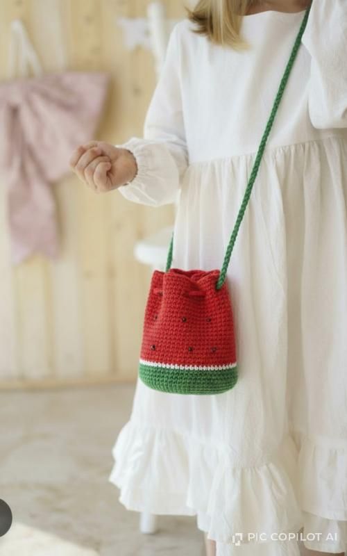 Crocheted Watermelon Bag for Girls – Colorful Handmade Crossbody Bag - KnitHookwithAlena
