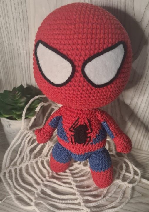 Handmade Crochet Spider-Man Inspired Doll, Amigurumi Superhero Toy, Crochet Hero Plush, Fan-Inspired Gift - Crochet Toys By Elena