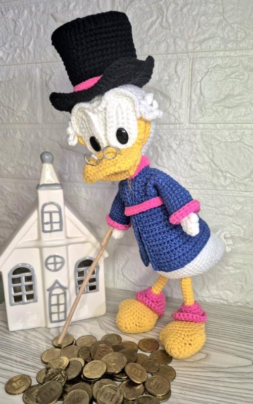 Handmade Crochet Scrooge McDuck Inspired Doll, DuckTales Amigurumi Toy, Crochet Duck Plush, Fan-Inspired Gift - Crochet Toys By Elena