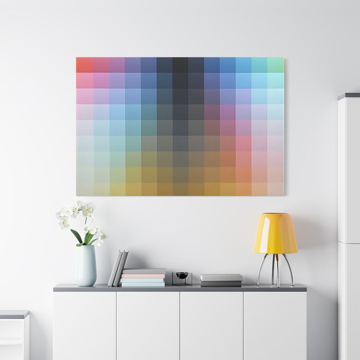 Abstract Color Grid Matte Canvas Print — Pixelated Rainbow Wall Art - Zohe