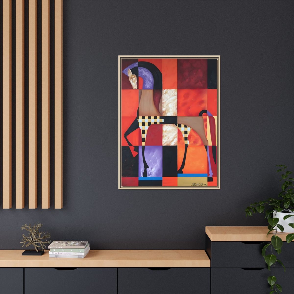 Abstract Geometric Horse Matte Canvas Framed Print - Zohe
