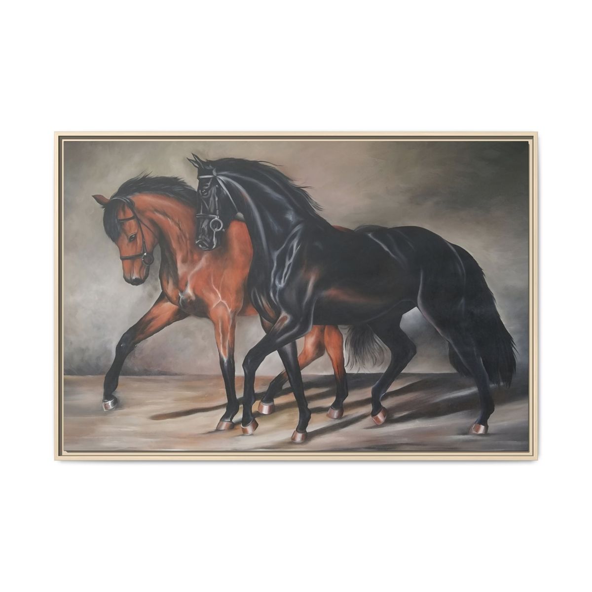 Framed Matte Canvas – Elegant Pair of Horses Wall Art - Zohe