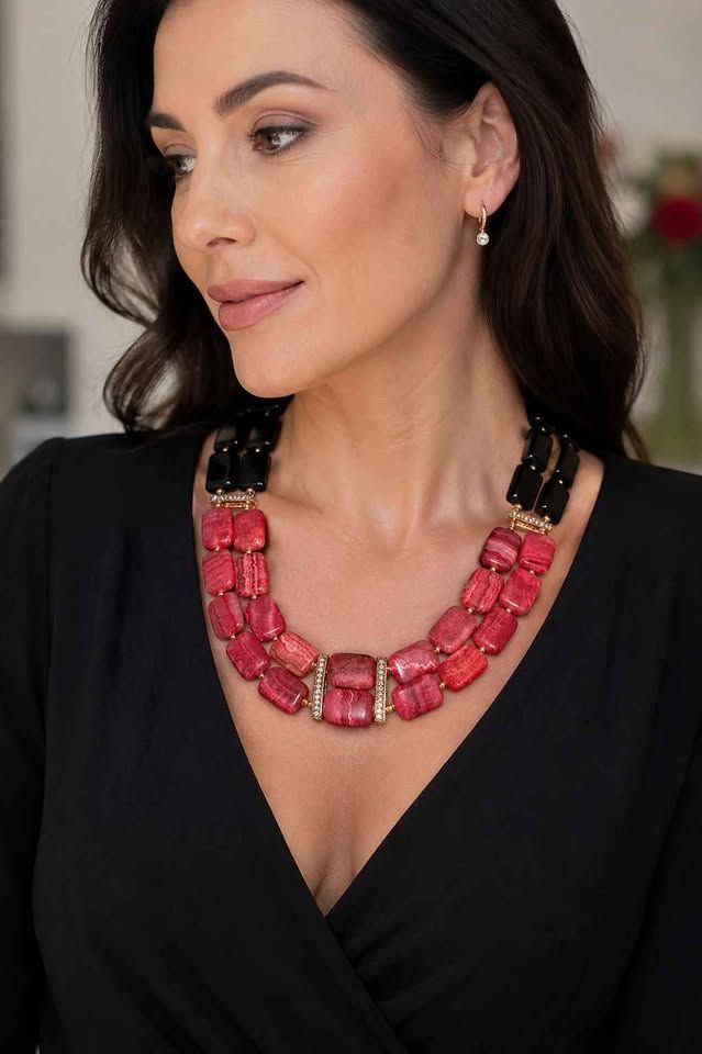 Pink Jasper and Black Agate Necklace, if you want to feel like a queen - OLA BIJOUX Beads & Soul | Украшения ручной работы из натуральных камней