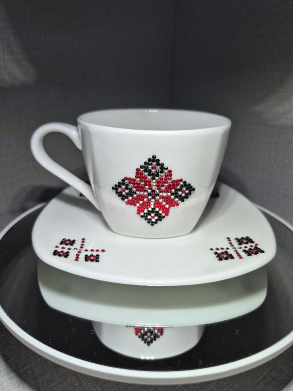"Crystal Embroidery" - cup and saucer - Katya&GiftsKraft
