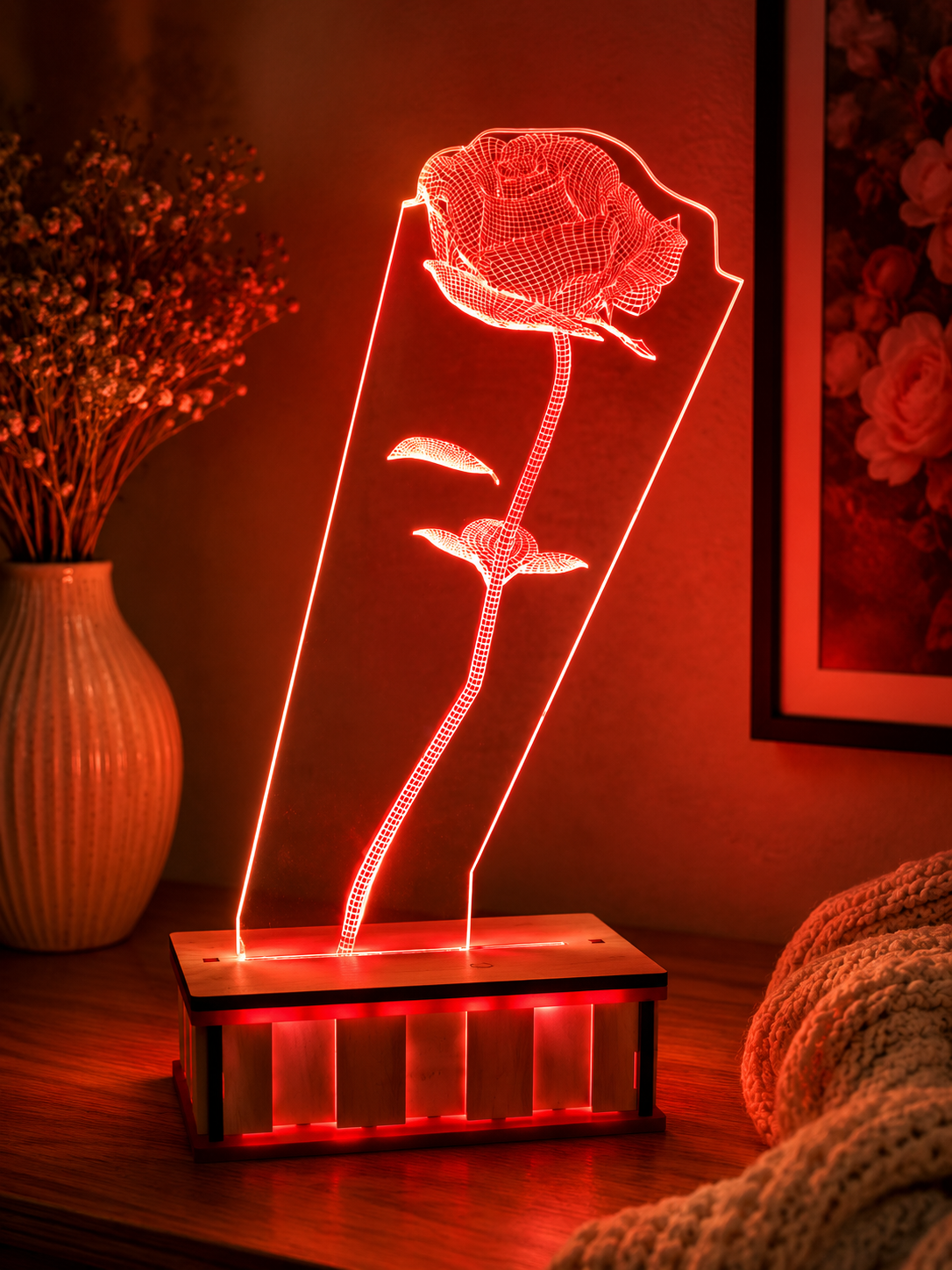 Scarlet Rose - 3D Lamp - Lumi Gift